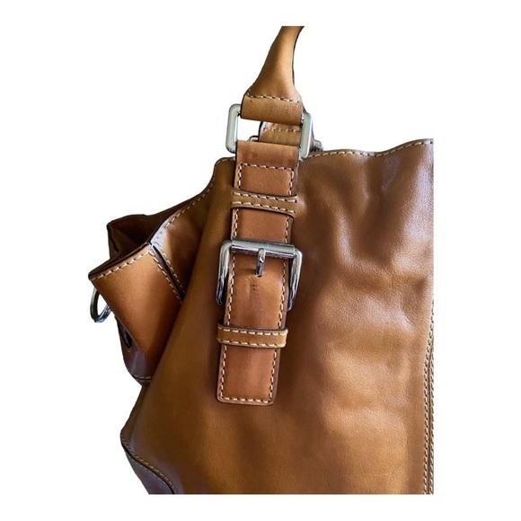 MICHAEL KORS-LEATHER COGNAC COLOR SATCHEL BAG - Picture 6 of 14